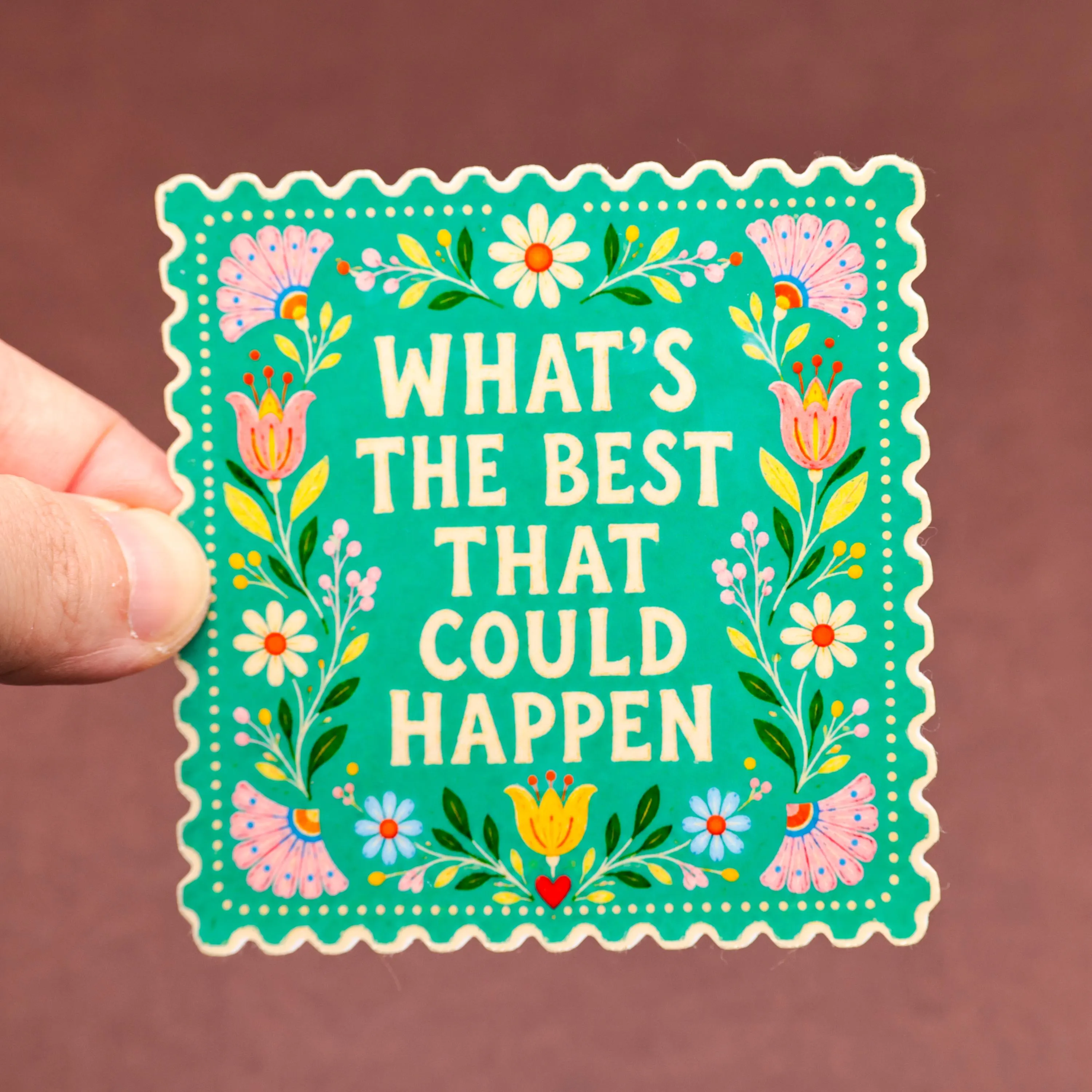 What's the best that could happen sticker, Mental health decal, Positivity reminder, Cute affirmation gift, Self love quote, Girly aesthetic