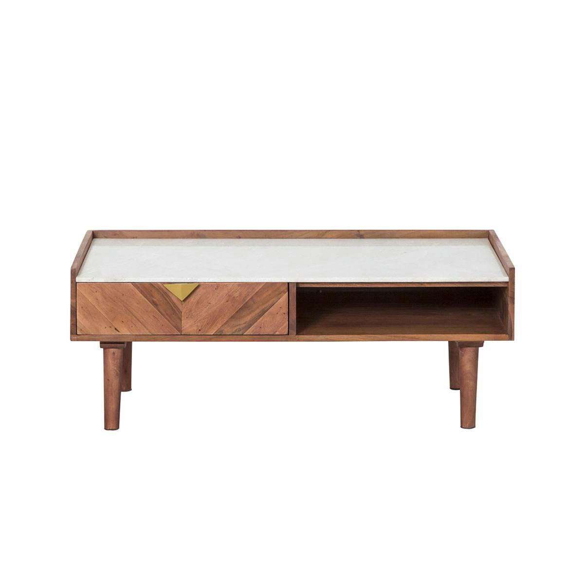 NAXOS - Table basse en bois marron 120 cm