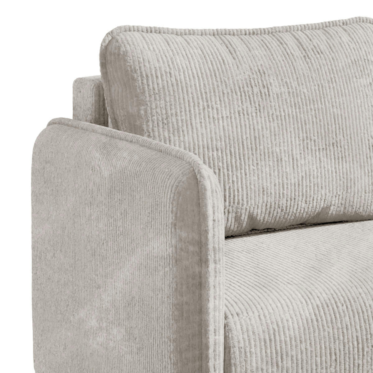 - Canapé d'angle 3 places velours côtelé blanc