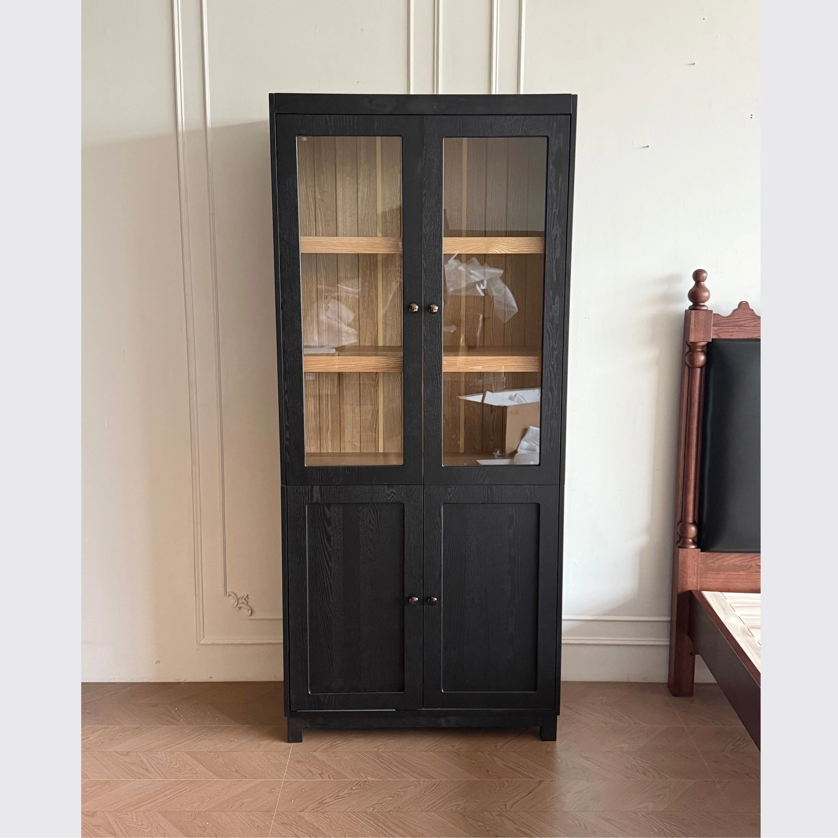 74.5Tall Display Cabinet with Glass Doors, Modern Style China Cabinet, Curio Cabinet for Collectibles Figures Trophies
