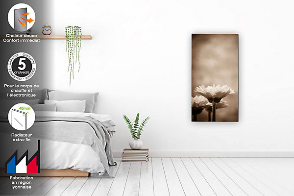 ILO Radiateur électrique Mural Rayonnant 500W Extra Plat Wifi Marguerite