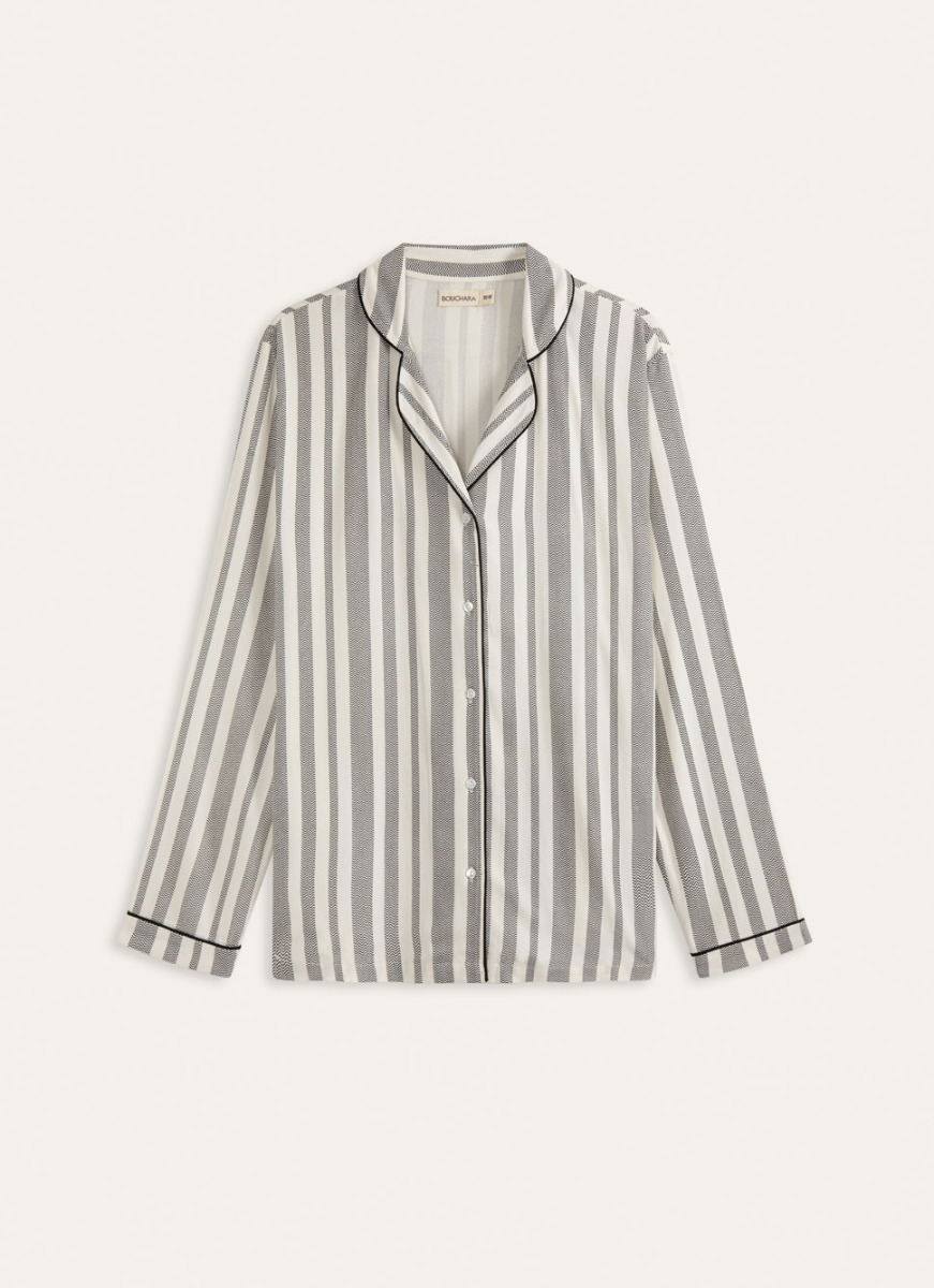 VESTE DE PYJAMA ÉCRU RAYURE NOIRE