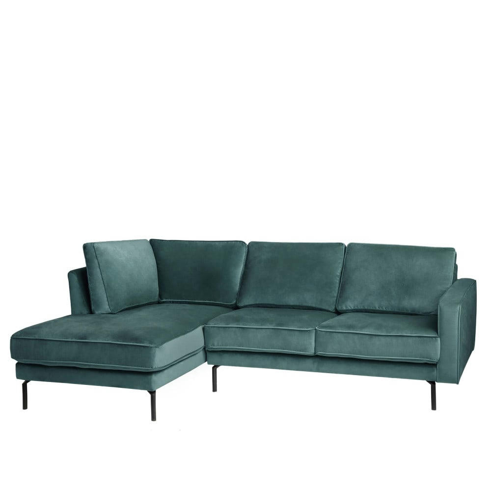 ORSO - Canapé d'angle gauche en velours vert eucalyptus 3 places