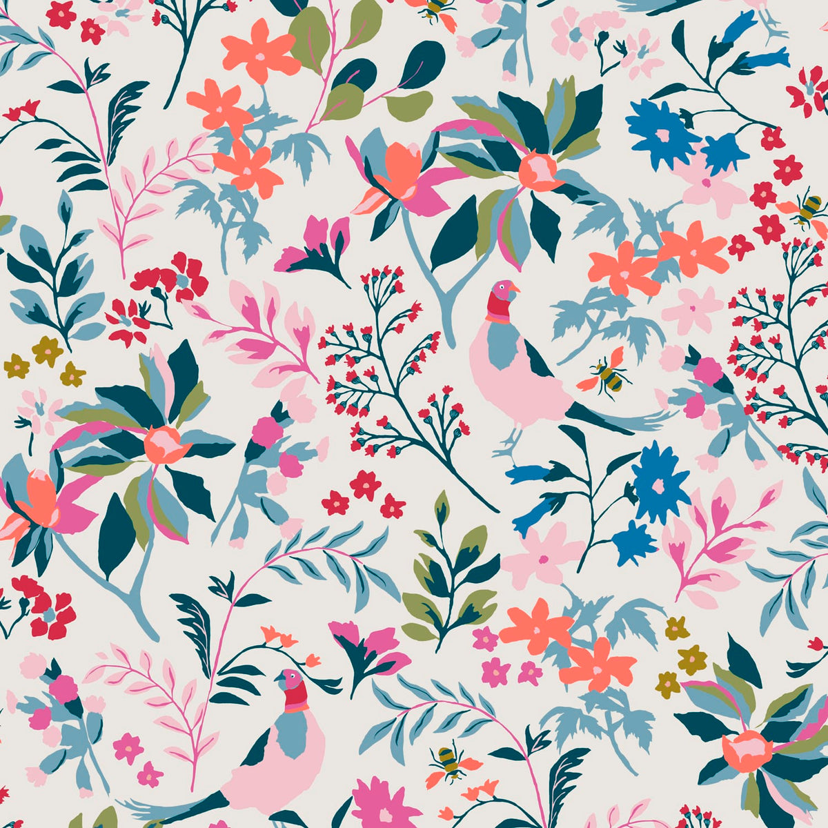 Joules Vliesbehang - Fields Edge Floral Antique - Wit - 10mx52cm