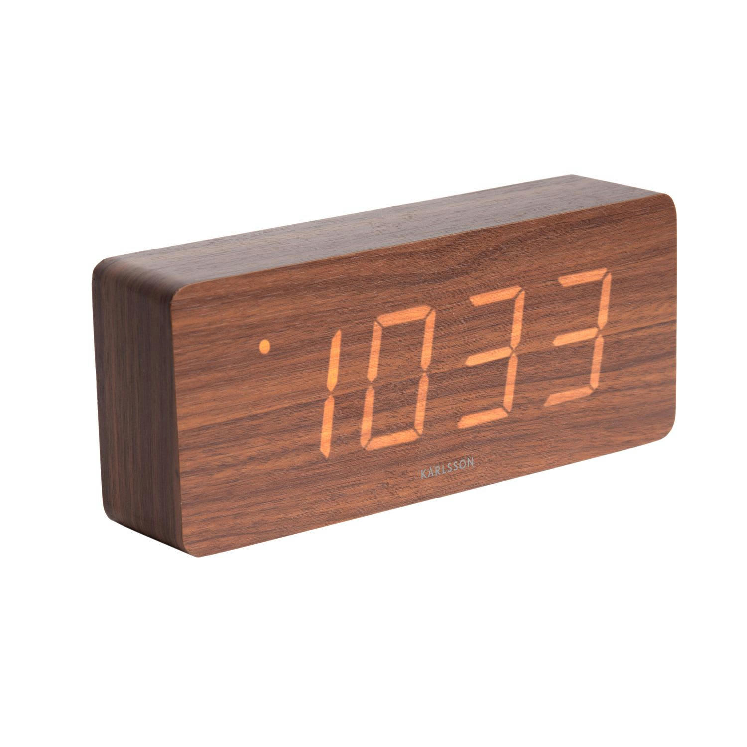 SQUARE - Horloge réveil en bois h. 9 cm marron