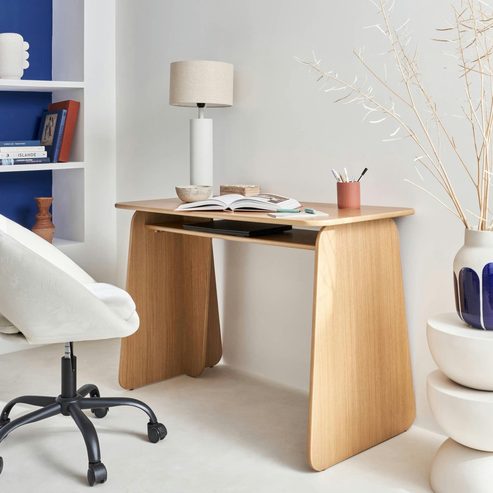 OLYMPIE - Bureau avec casier placage chêne, 1 niche