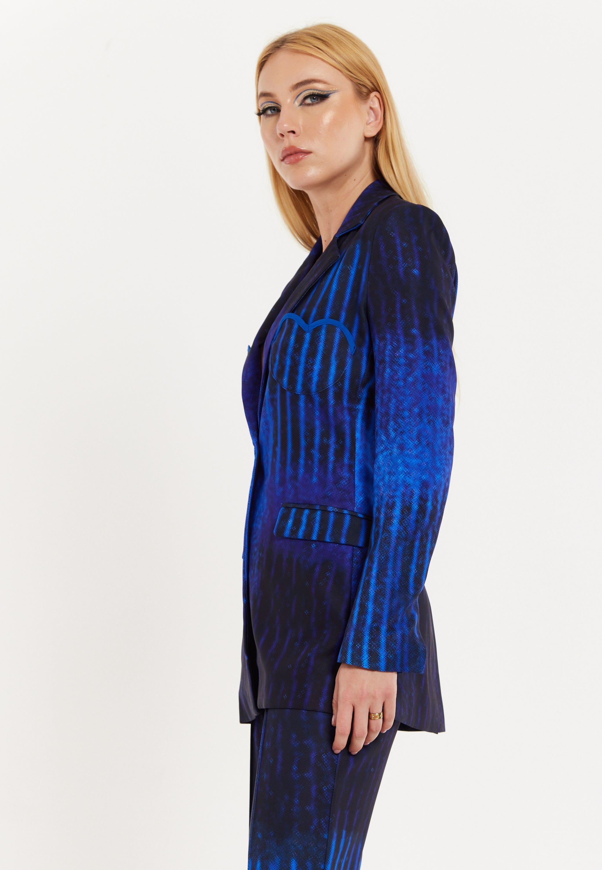 House of Holland Abstract Print Heart Pocket Blazer