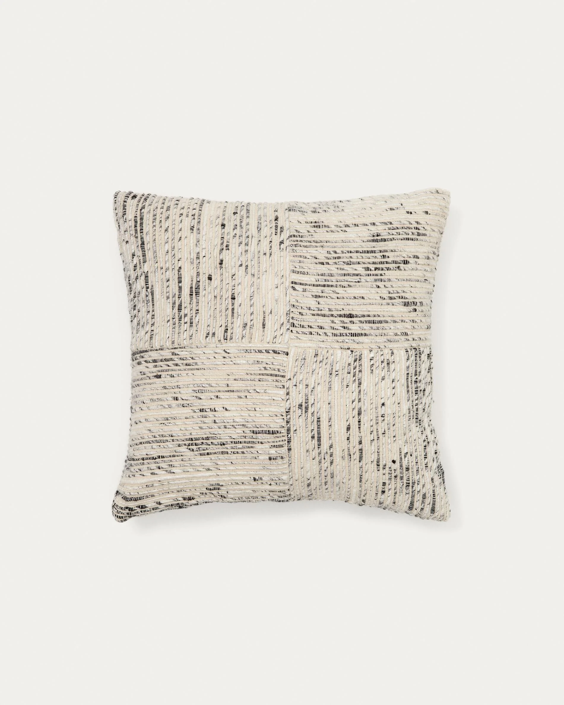 Anuba beige and black checked jacquard cushion cover 45 x 45cm