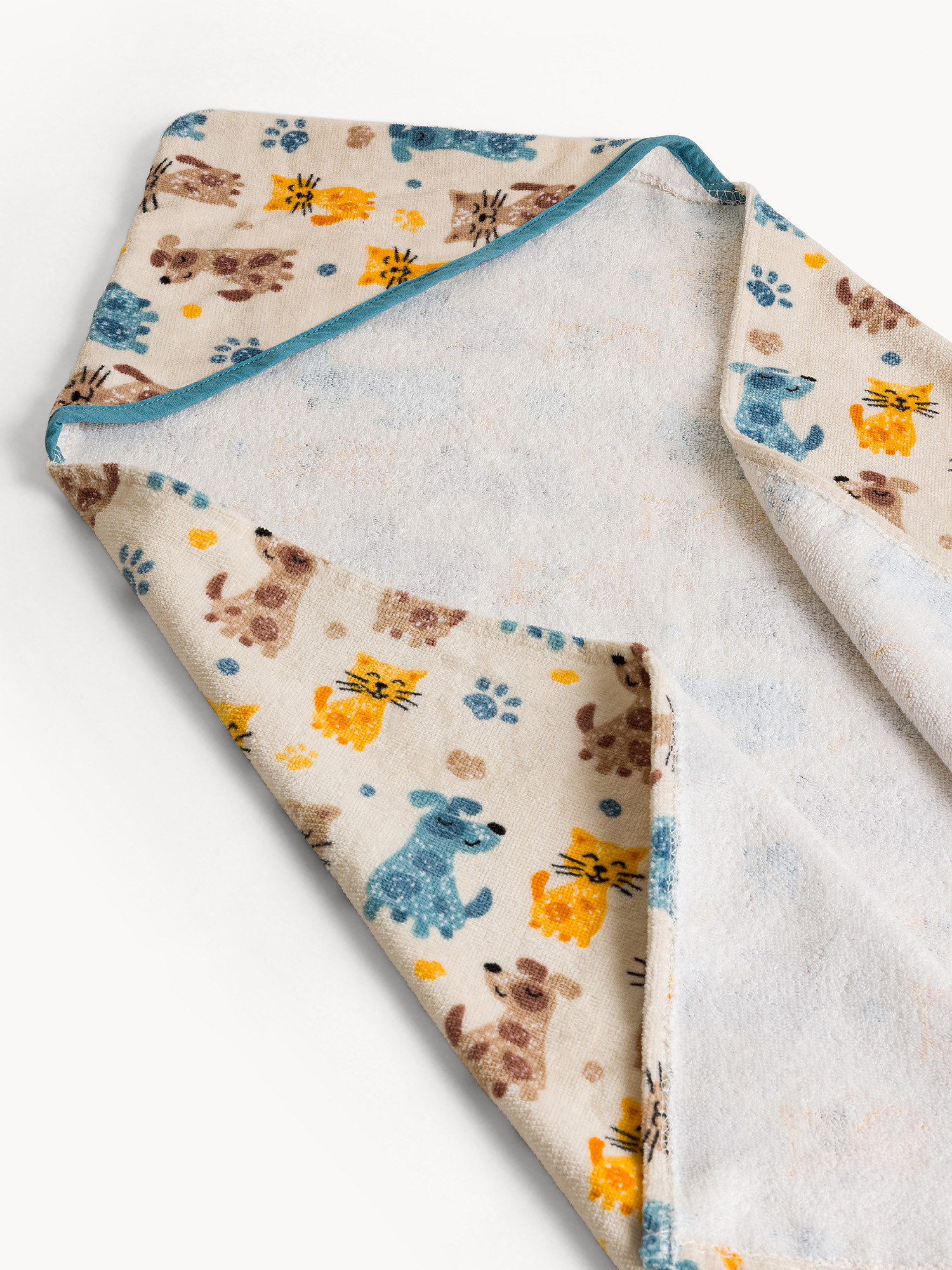 Asciugamano in cotone velour stampa animaletti