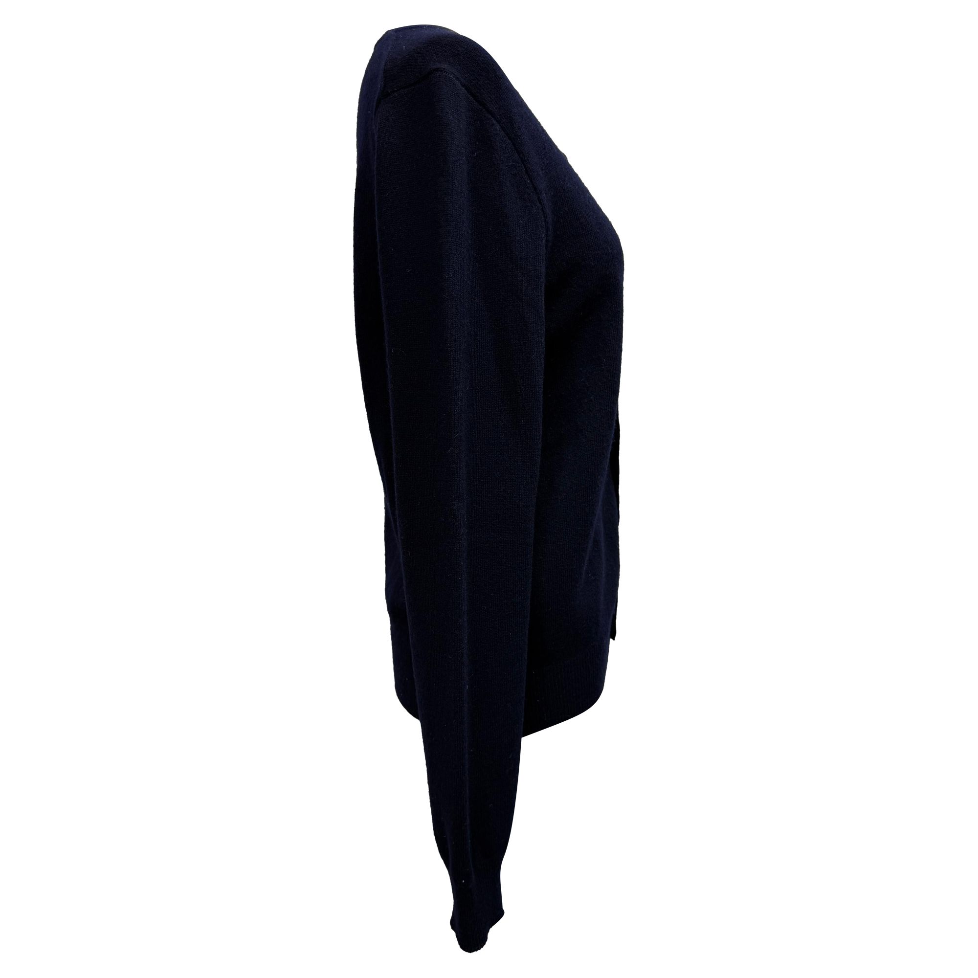 Comme Des Garcons Preloved Play Heart Logo-Patch Cardigan in Navy Blue Wool