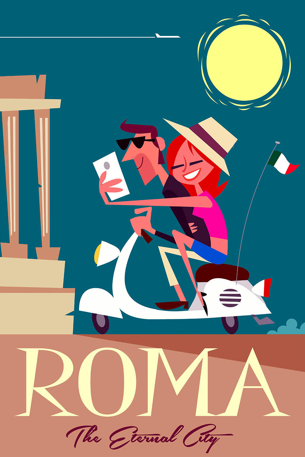 - Tableau voyage en amoureux imprimé sur toile 40x60cm