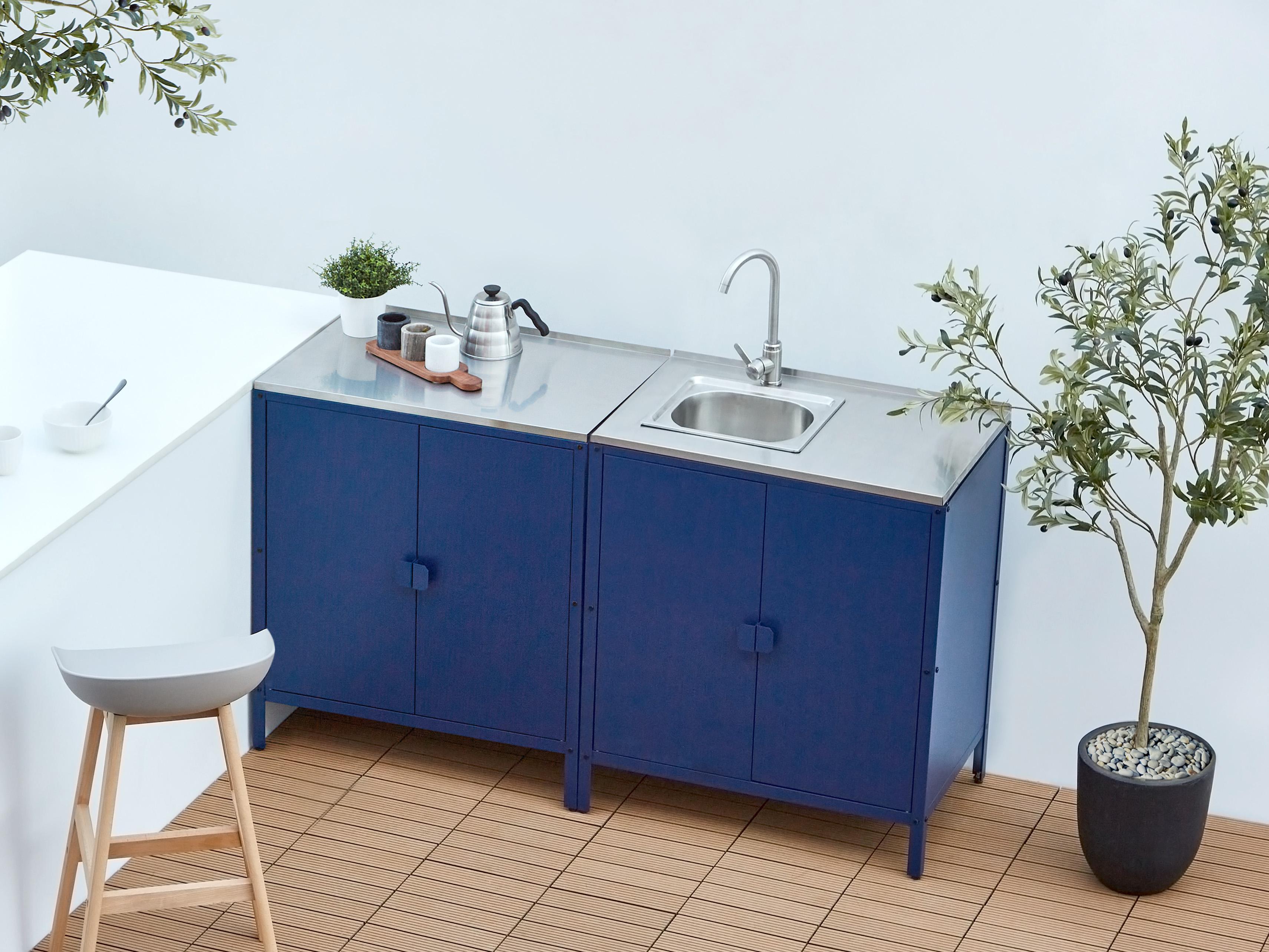 Outdoor Kitchen Cabinet with Sink VILAMA Blue