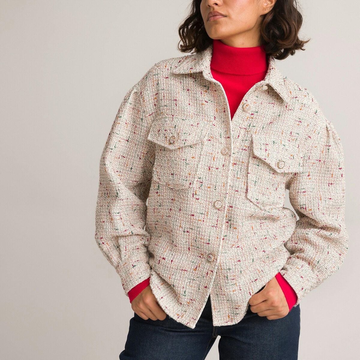 Surchemise coupe ample en tweed