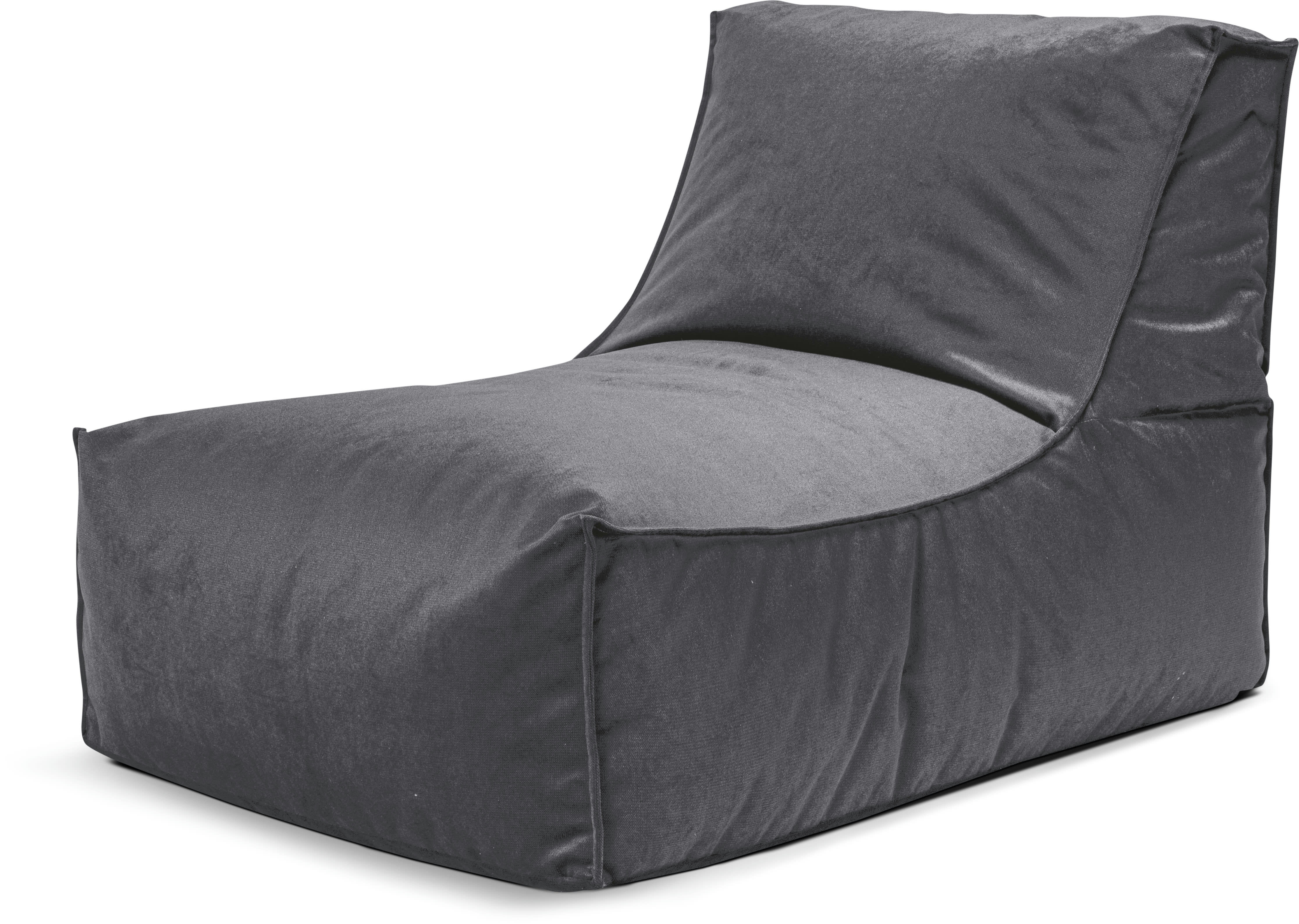 MARLA - Pouf d'intérieur avec dossier aspect velours anthracite 65x100x65cm