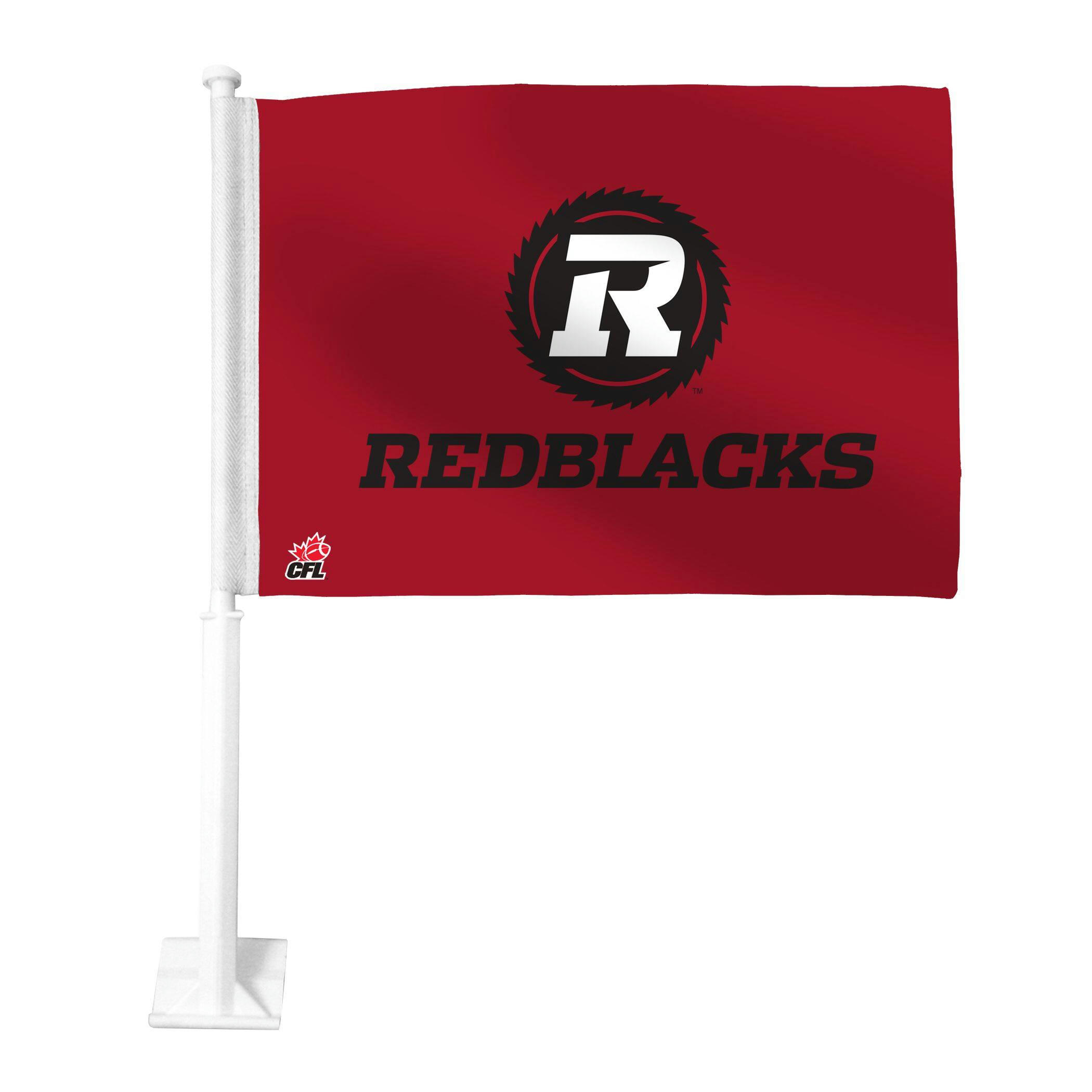 Ottawa Redblacks Car Flag w/ 19-in Mounting Pole For CFL Football Fans/Collectors, Red