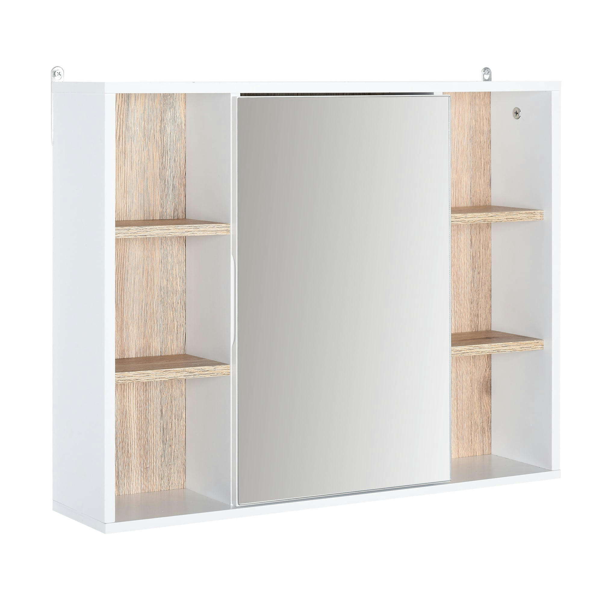 - Miroir salle de bain placard étagères blanc chêne clair