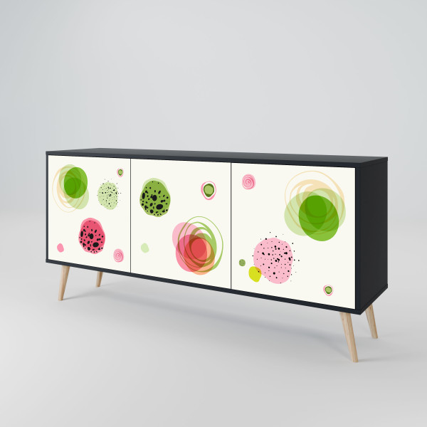 COLORFUL COSMOS Komoda 3 drzwi Czarna-Bukowa skośna