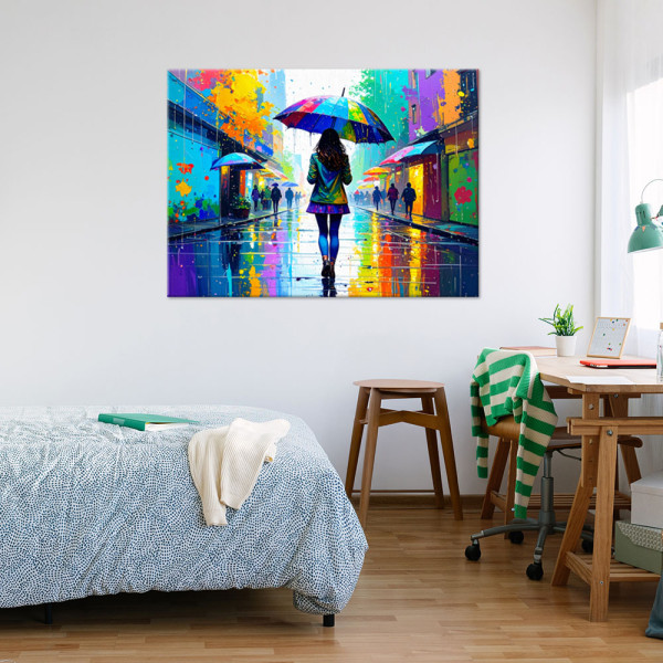 Obraz do salonu biura jadalni, Dziewczyna z parasolką Street art 30x20