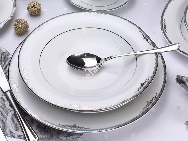 Serwis obiadowy na 12 osób (43el) Bogucice - Luxor Platin 1045