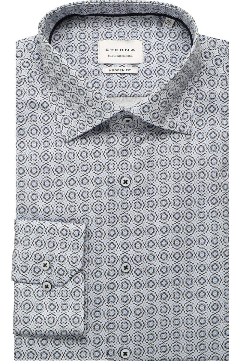 ETERNA Modern Fit Dynamic Cotton Hemd blau, Bedruckt