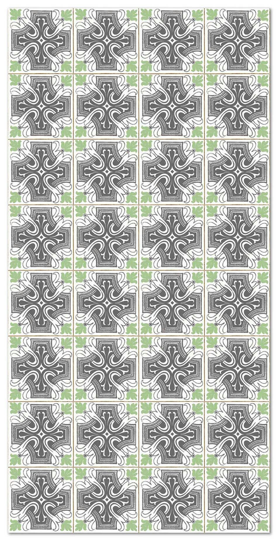 ALFOMBRAS AZULEJOS - Tapis vinyle carreaux ciments salamanque vert 200x250cm