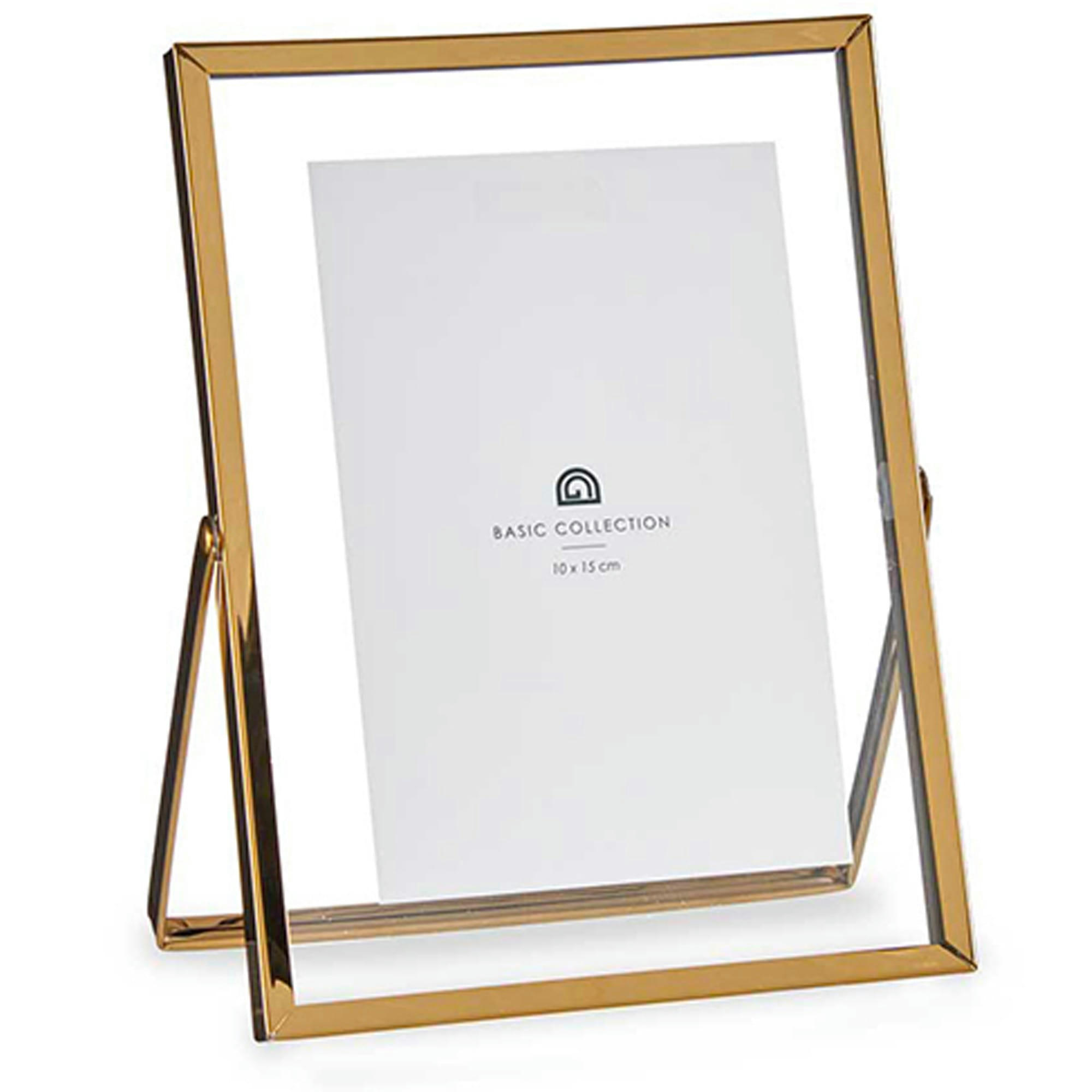 - Cadre photo à poser en métal doré et verre 10x15cm