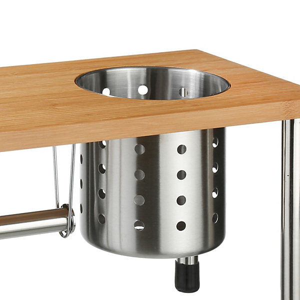 Etagère de cuisine porte ustensiles et essuie-tout en bambou