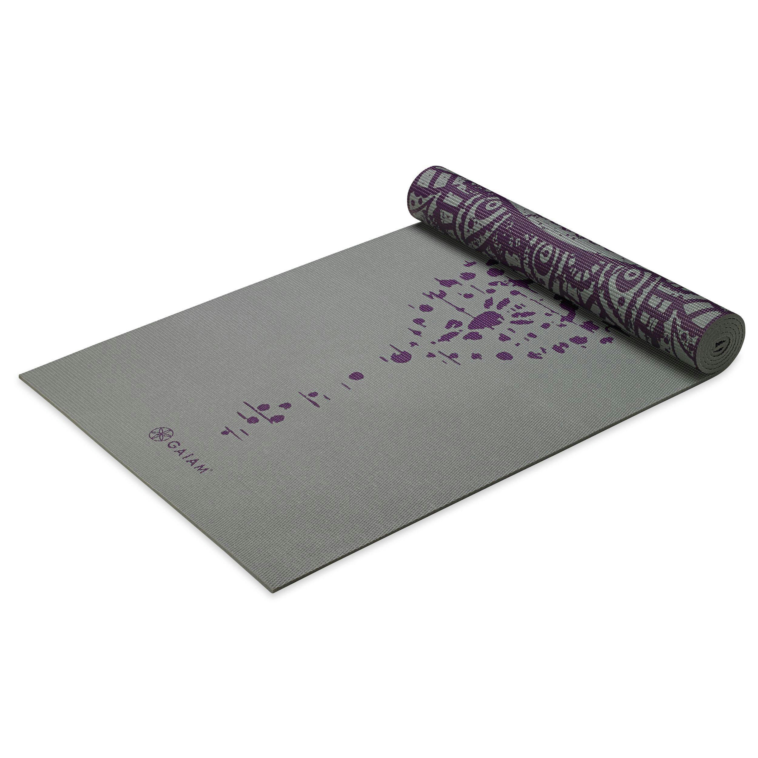 Gaiam Reversible Etching Yoga Mat, Purple/Grey, 6-mm