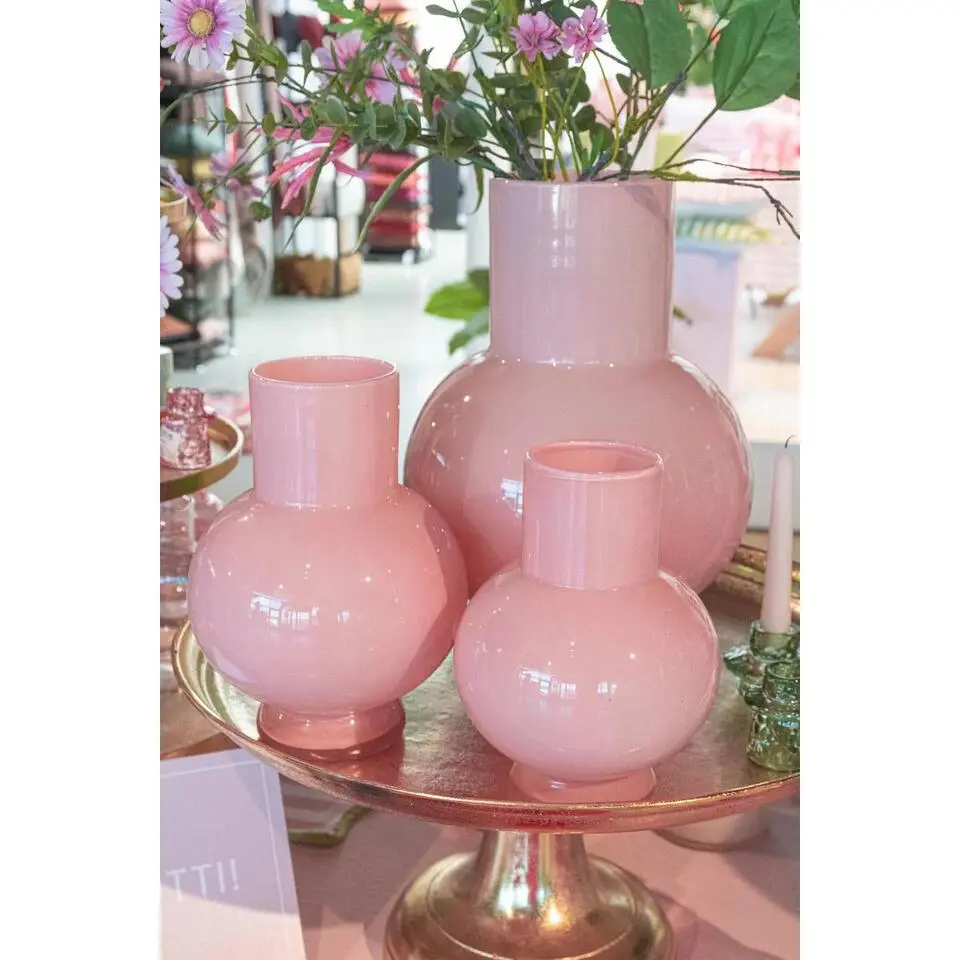 Hakbijl Glass Bloemenvaas Deborah - Roze - glas - D20 x H 26 cm