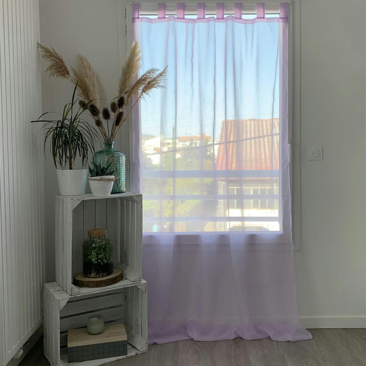 - Rideau uni à passants polyester violet parme 140x240 cm