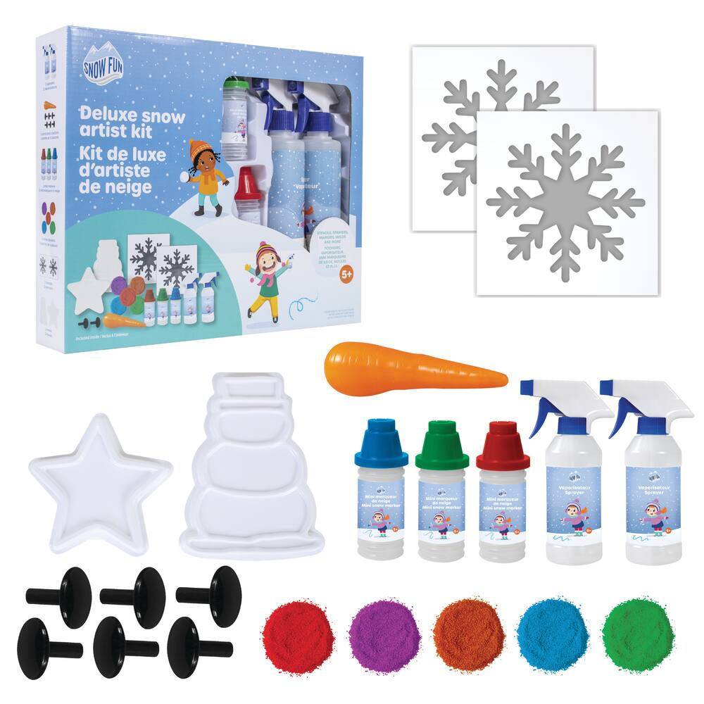Snow Fun Kids' Deluxe Snow Artist Kit w/ Molds & Markers,  Winter Outdoor Snow Toy, 21-Pc, Ages 5+