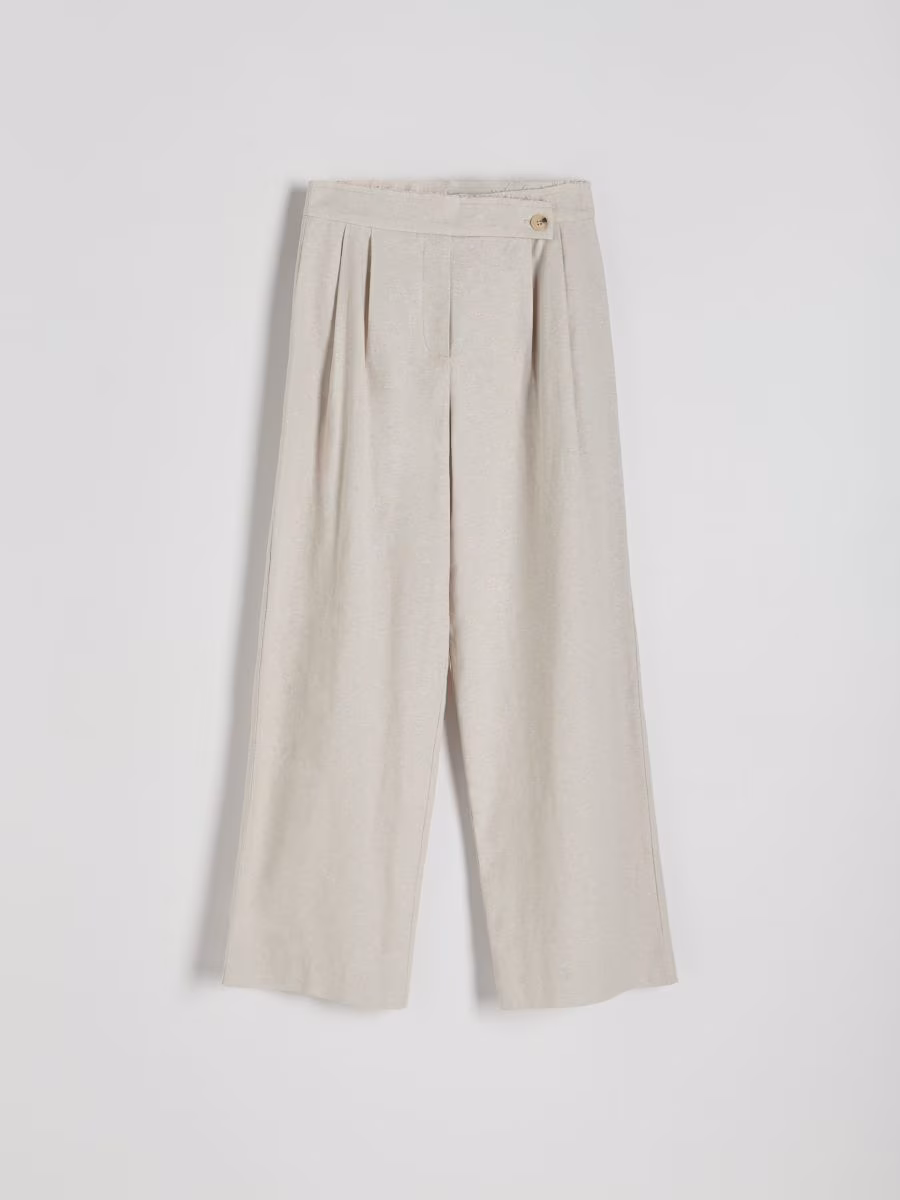 Linen Rich Trousers With Asymmetric Fastening