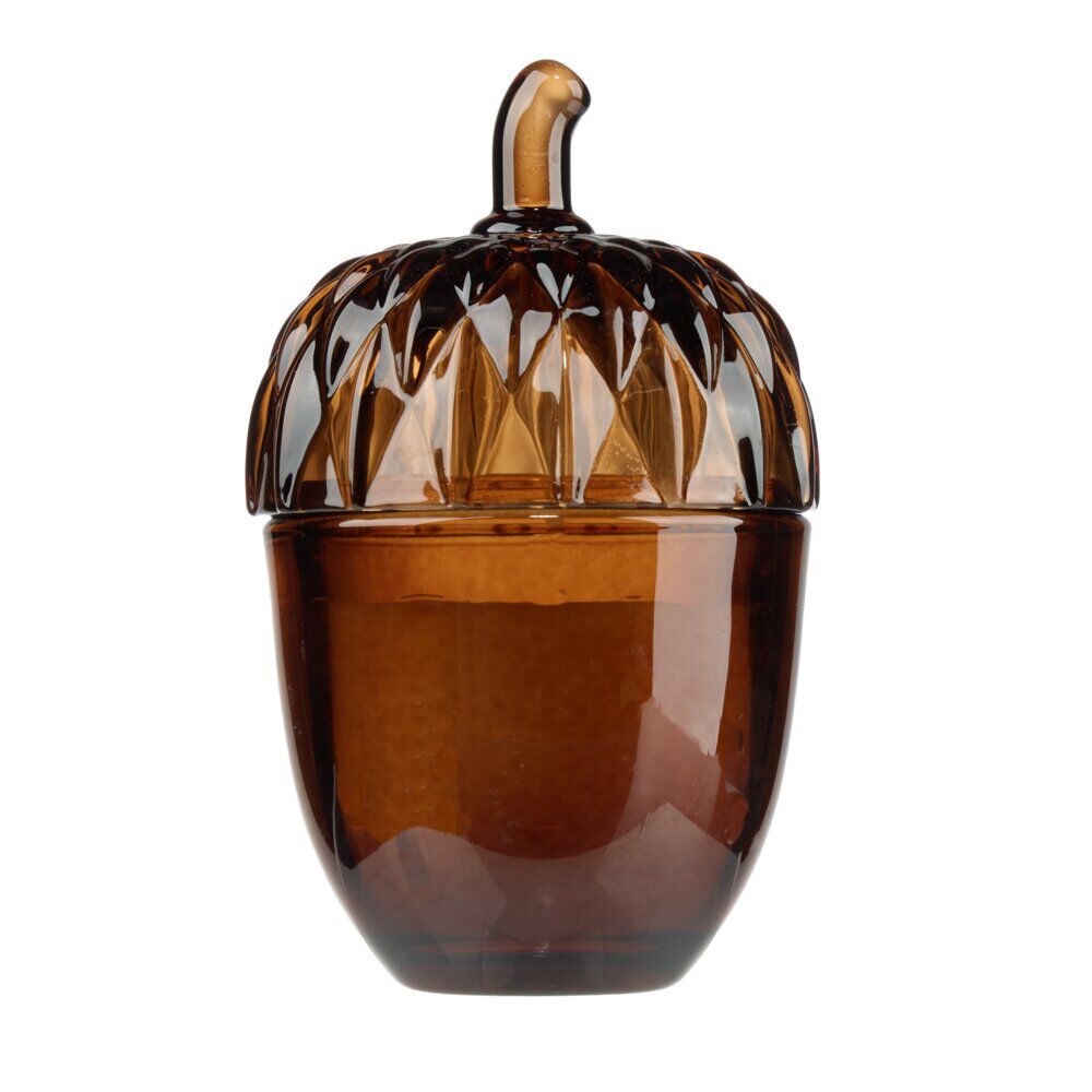 Bougie pot forme gland verre coloré Ø7xH11,5cm (2 modèles rouge ou doré)
