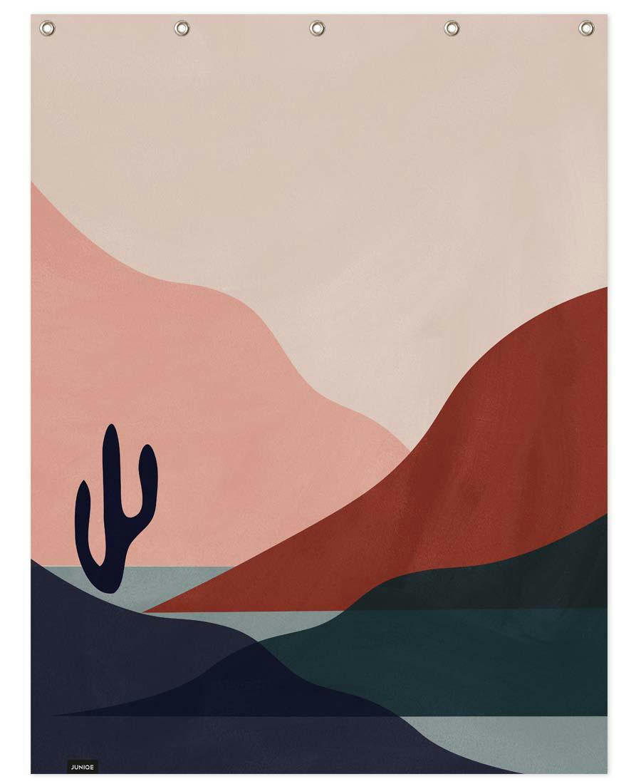 DESERT - Rideau de douche en polyester en gris & rose 150x200