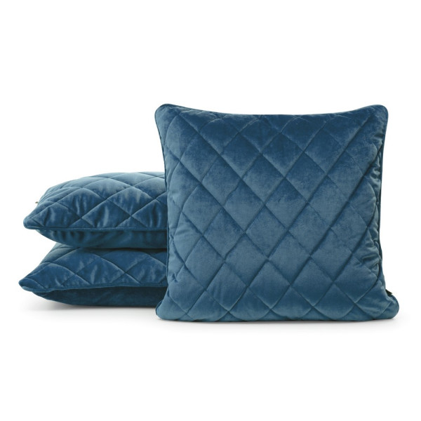 Poszewka 45x45 Velvet 27 H granatowa welurowa geometryczna