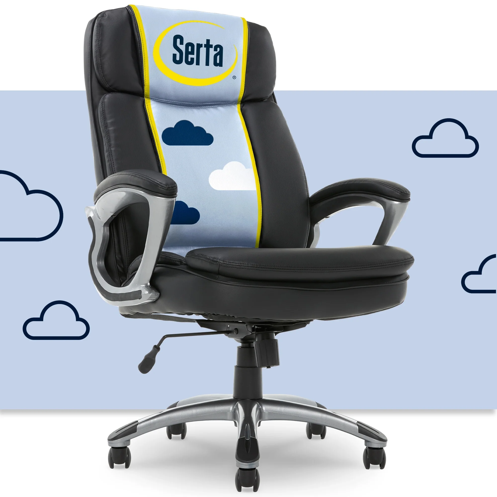 Serta Fairbanks Big and Tall High Back Ergonomic Executive Office Chair, with Layered Body Pillows, Contoured Lumbar