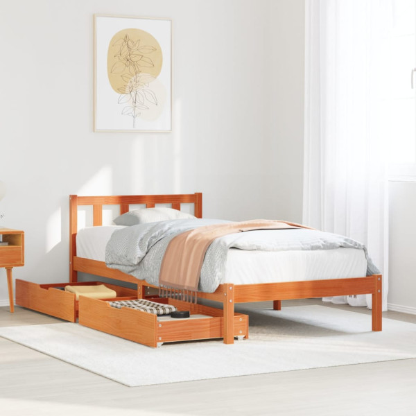 Łóżko Drewniane Rama Łóżka Sofa Brązowe Do Sypialni Pokoju 100x200 cm