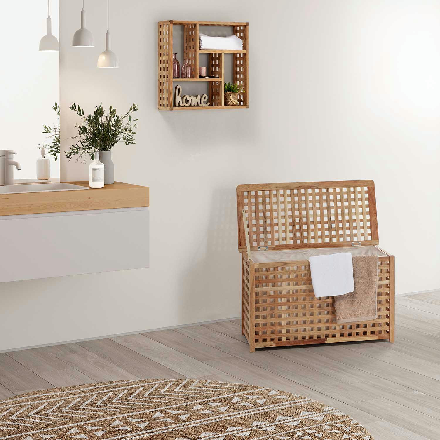 KOTA - Panier à linge avec couvercle, 78 x 38 x 46,5 cm