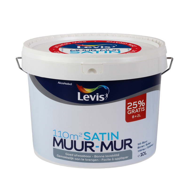 Peinture murale blanc satin 8   2 L LEVIS