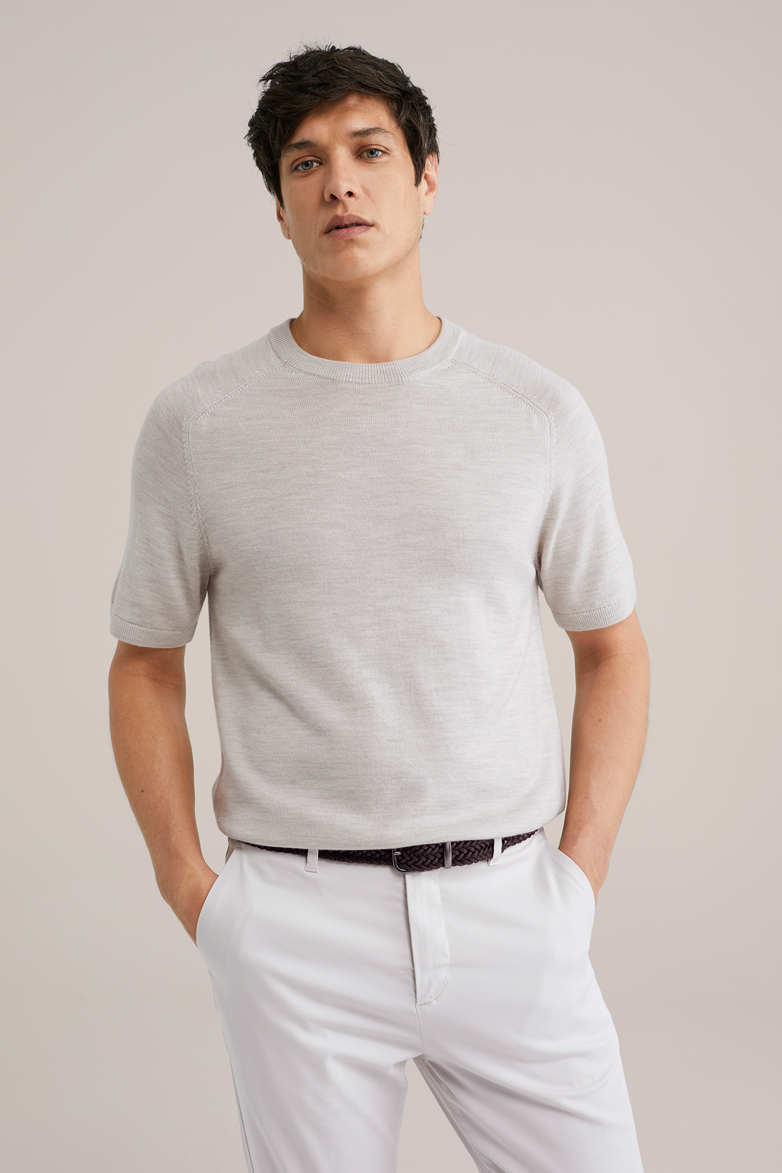 Heren Slim fit T-shirt van merinowol