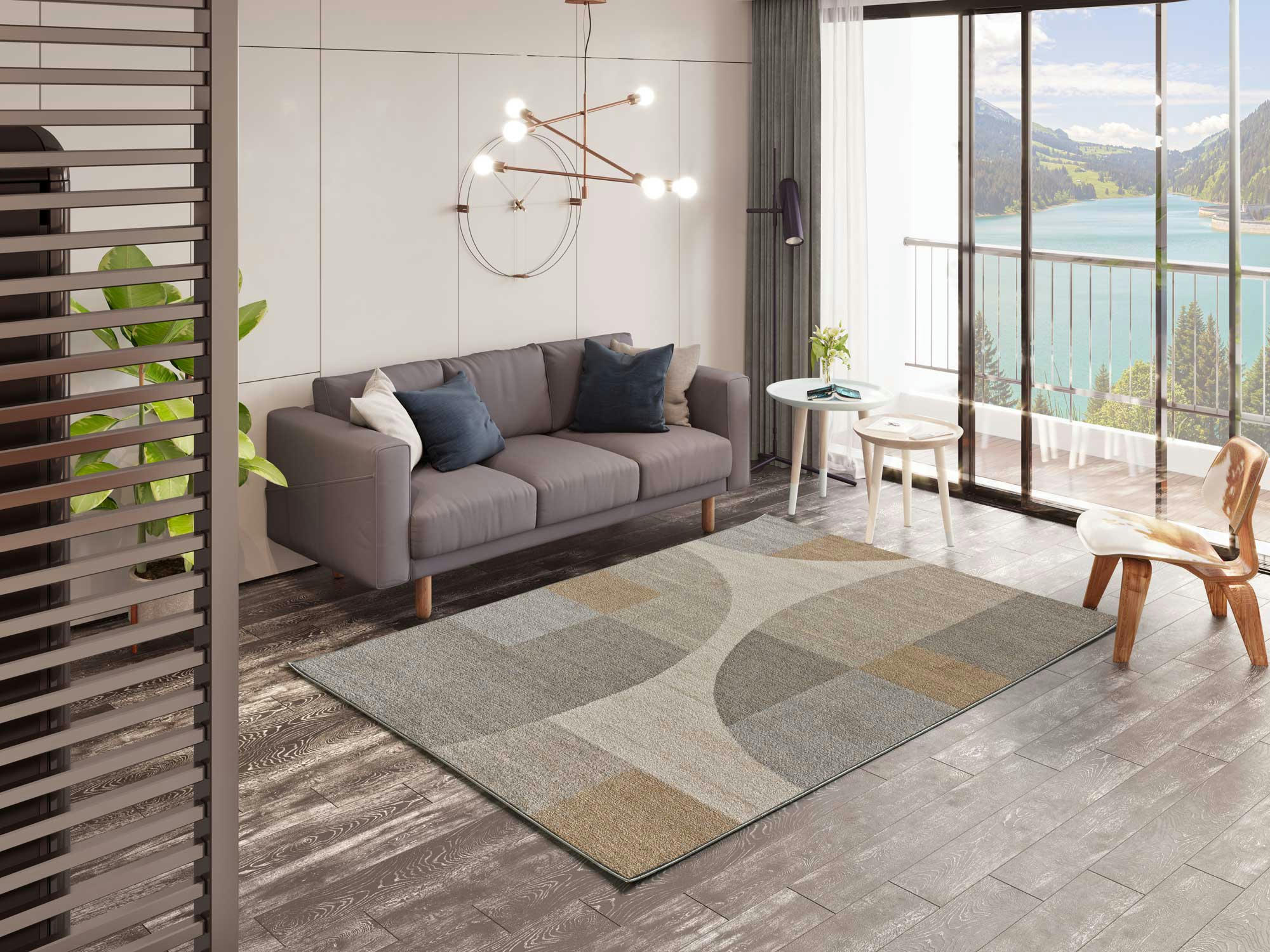 AYDIN - Tapis géométrique en beige, 140X200 cm