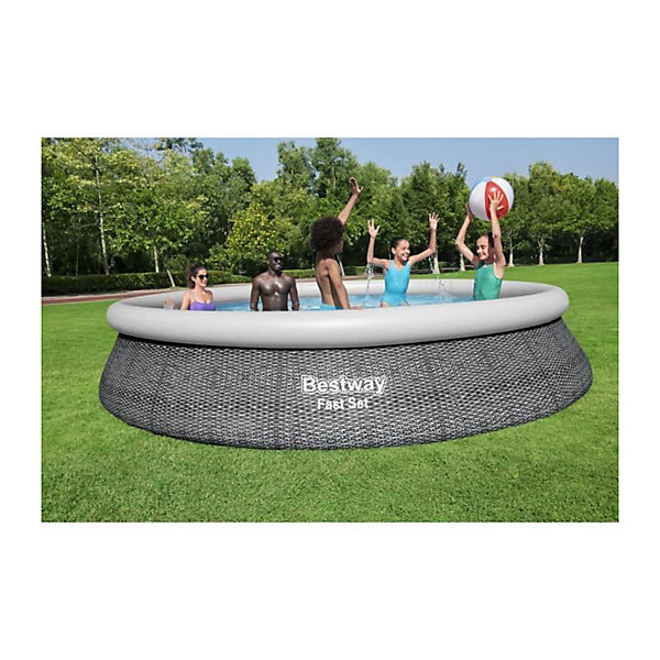 Bestway Piscine gonflable ronde Bestway Fast Set 457 x 84 cm effet rotin