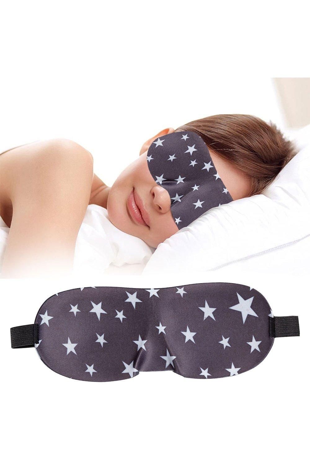 Neel Blue 3D Contoured Grey Eye Mask for Sleeping, Star Printed Blindfold Sleep Mask with Adjustable Strap