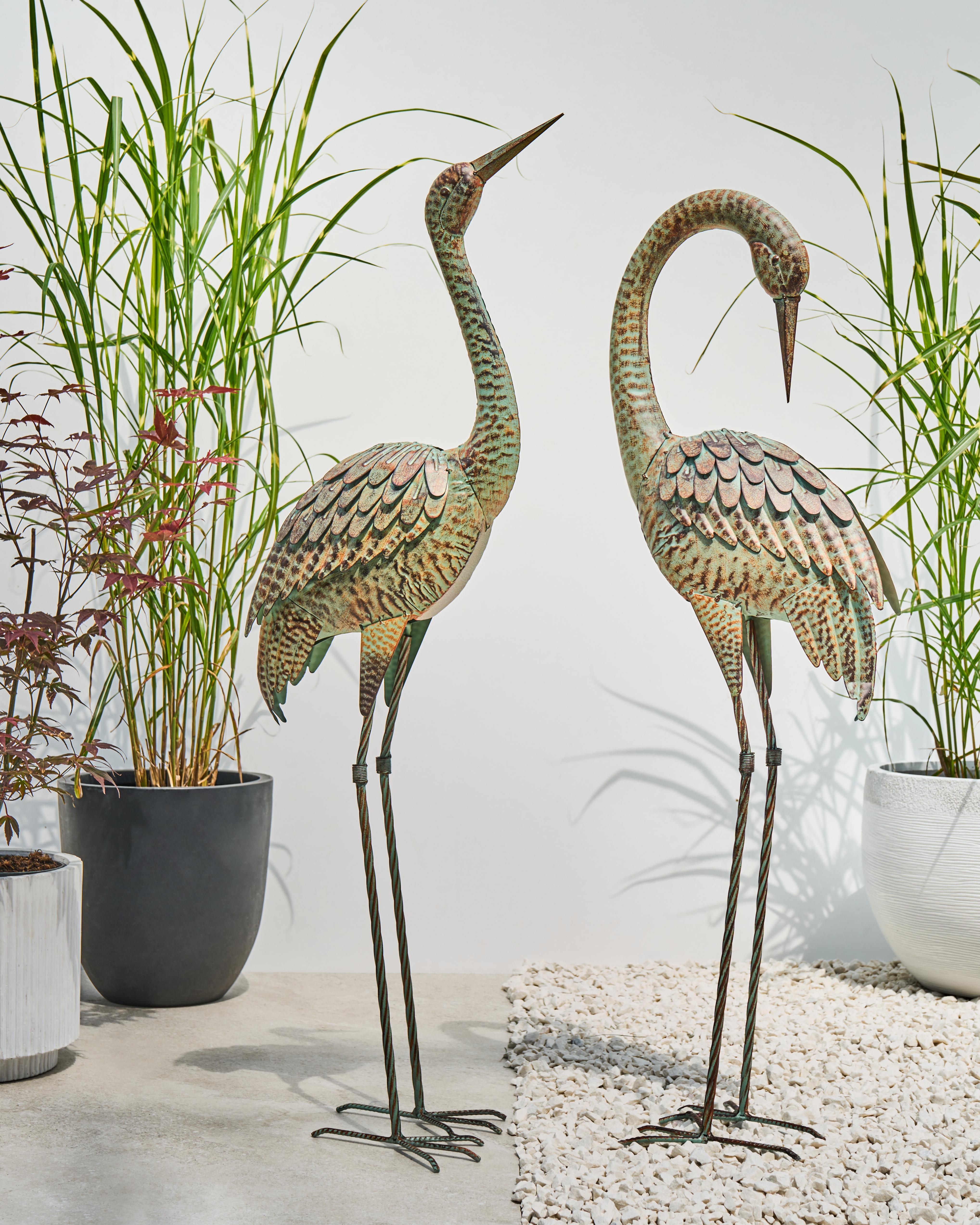 Garden Statue BEYLA Crane Brown