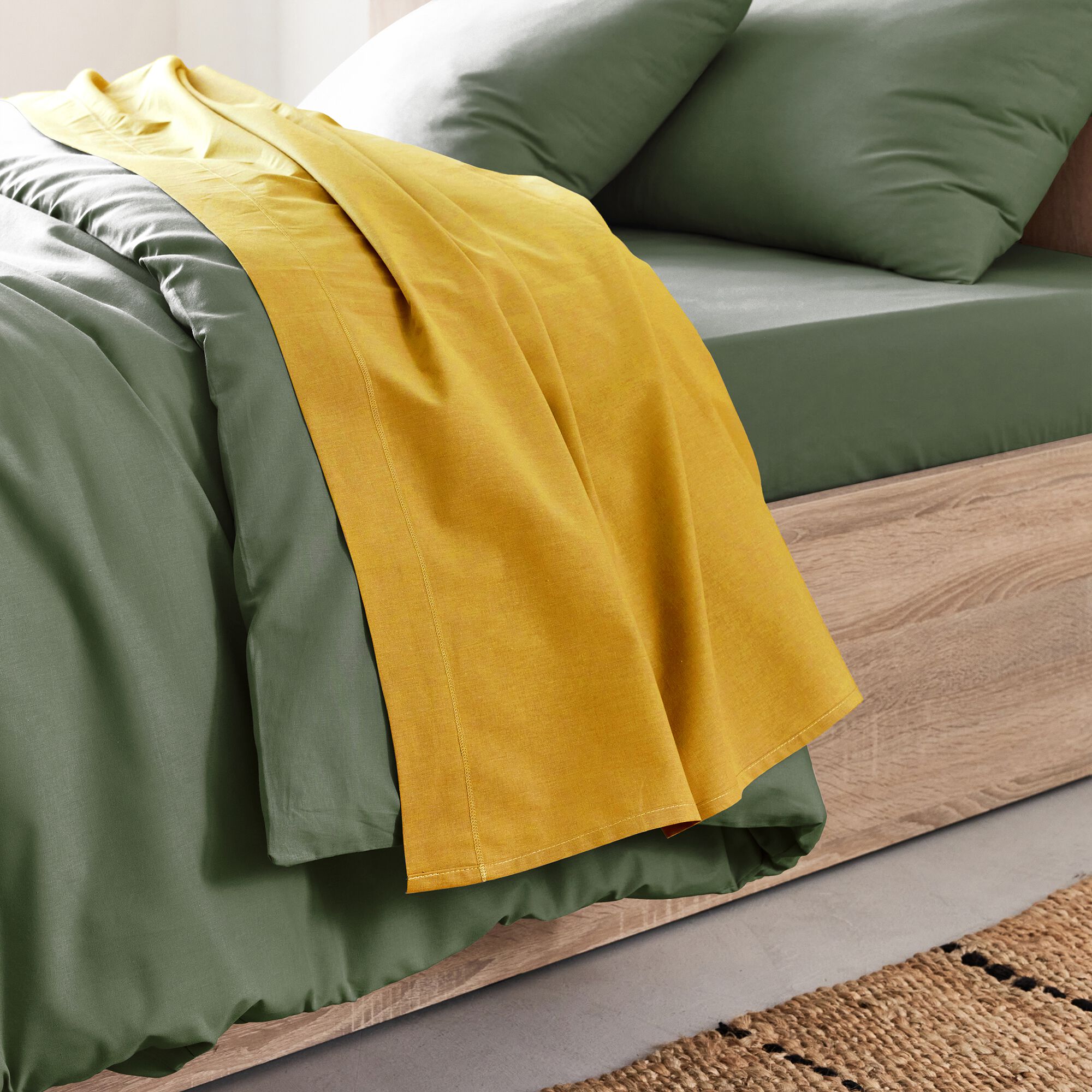 CALANQUES - Drap plat en coton 270x300cm - jaune genet