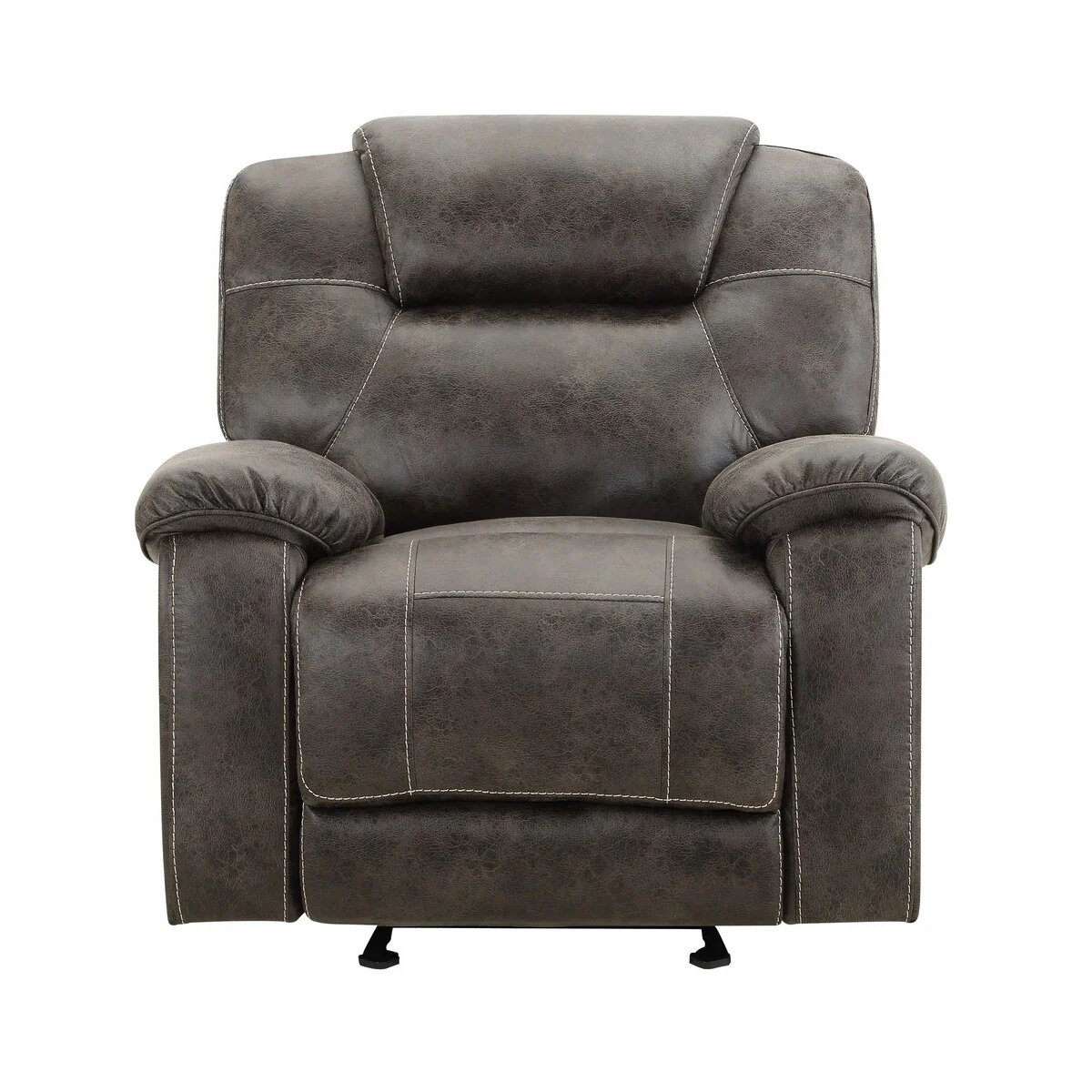 Keith 41 Inch Glider Manual Recliner, Dark Brown Faux Leather Upholstery