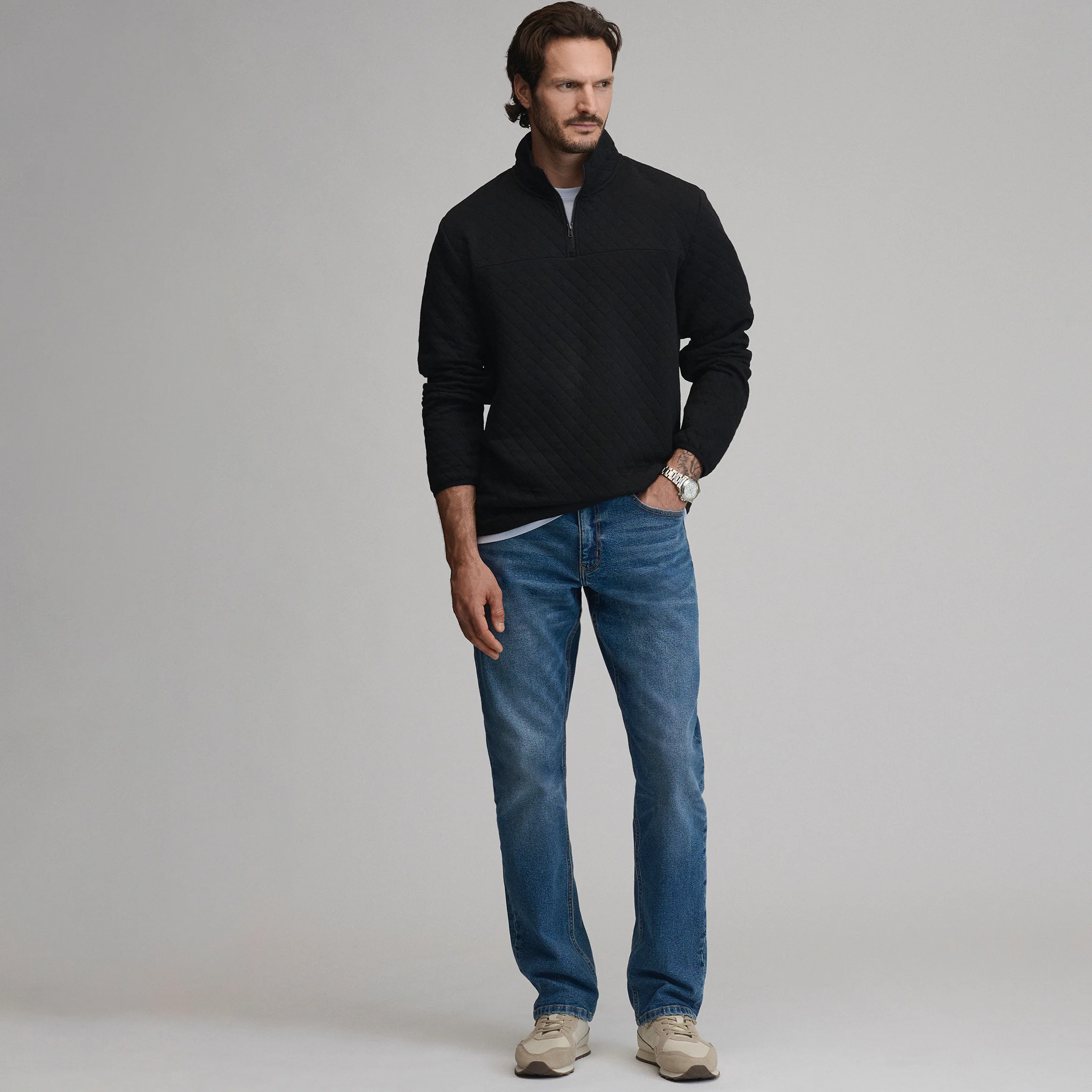 Men's Quilted Quarter-Zip Pullover