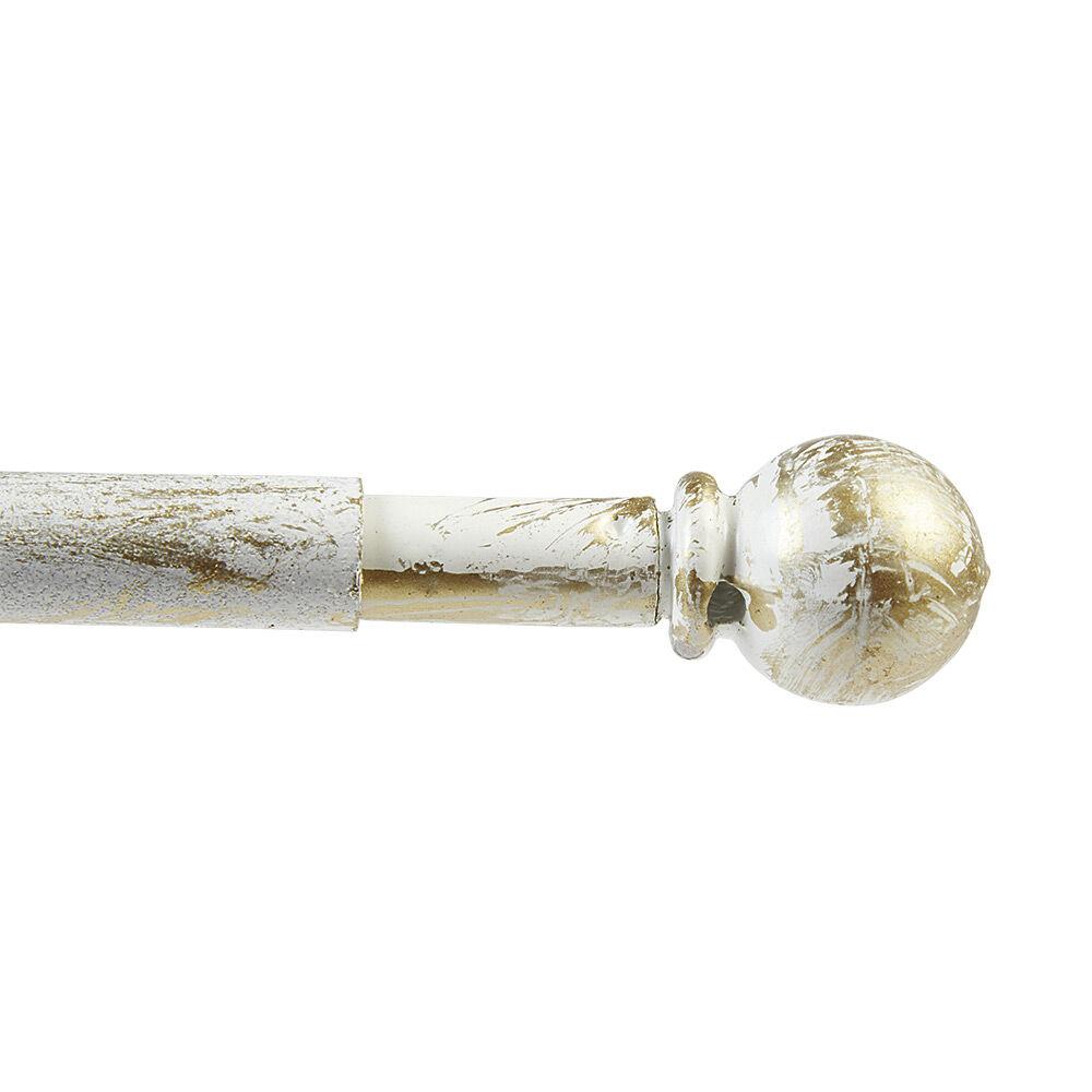 Tringle à vitrage Extensible 80-110 cm embout boule blanc vieilli