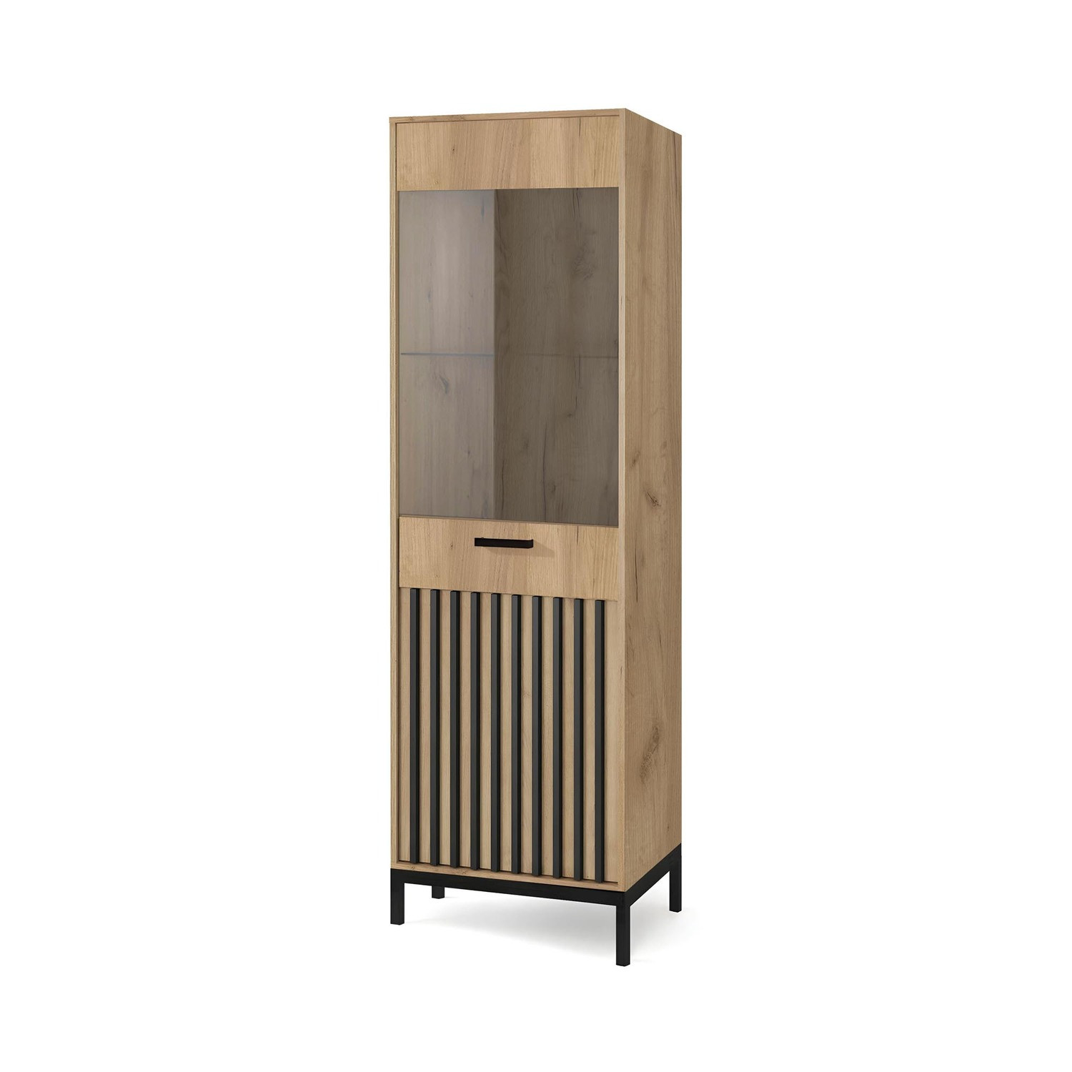 Witryna LAMINO W-1 dąb craft/czarna