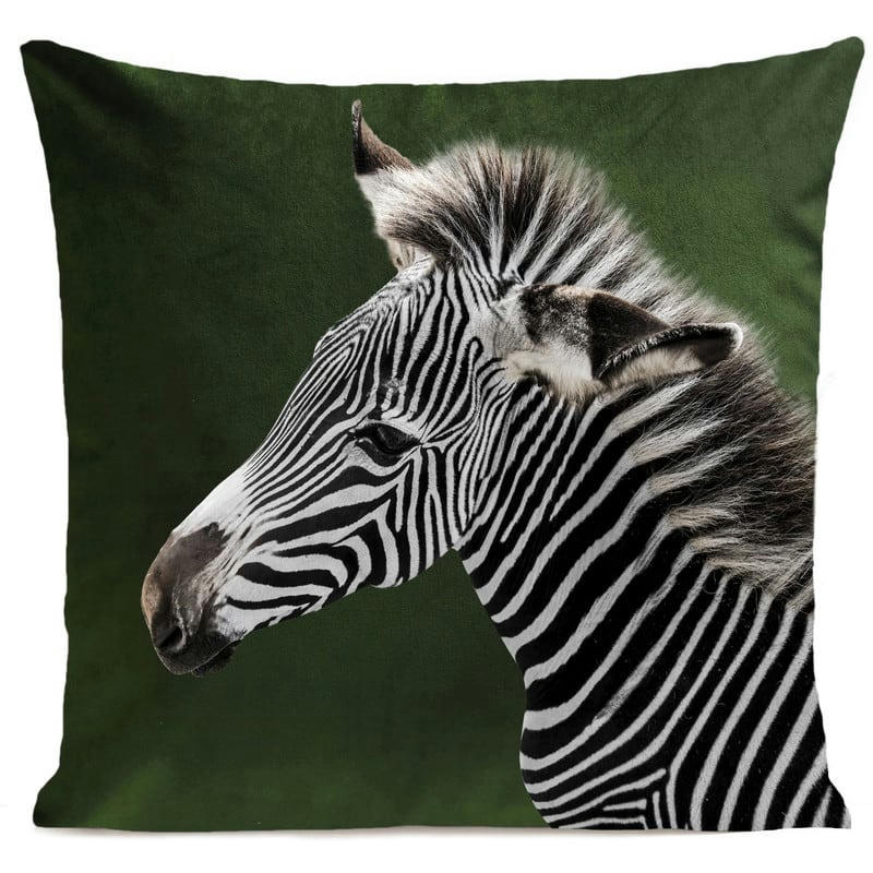 - Coussin enfant zèbre velours vert foncé 40x40cm